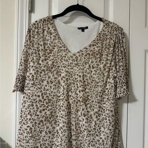 Papermoon Beige Leopard Print Short Sleeve Top